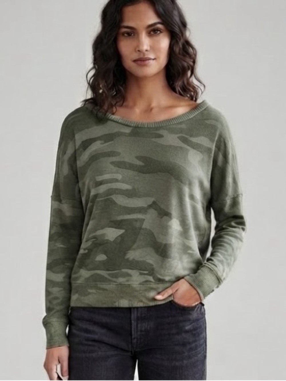 Splendid Camo Sweatshirt Grey Size M